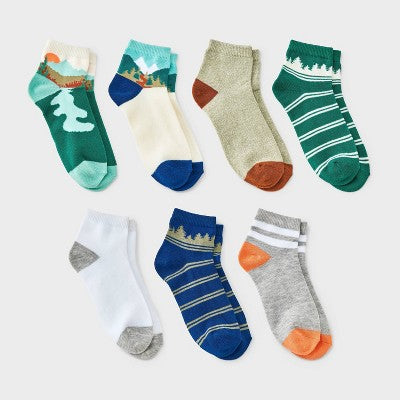 Boys' 7pk Outdoor Ankle Socks - Cat & Jack S
