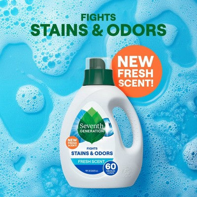 Seventh Generation Liquid Laundry Detergent 60 Loads - Fresh Scent - 90oz: Phosphate-Free, Animal By-Product-Free