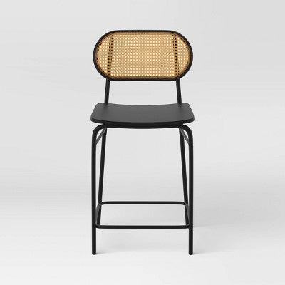 2pk 24" Woven Back Metal Counter Height Barstool Black - Room Essentials (LOCAL PICKUP ONLY)