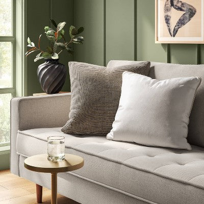 Square Chunky Linen Pillow with Exposed Zipper Charcoal - Threshold (LOCAL PICKUP ONLY)