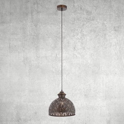 River of Goods 11" Merope Antique Bronze Metal Bowl Shade Pendant Ceiling Light: UL Listed, Adjustable Height