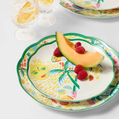 4pc Vacation Melamine Salad Plates Yellow/Green - Roller Rabbit x Target