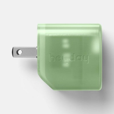 Dual Port 20W Translucent Jelly Wall Charger - heyday Matcha: USB & USB-C Ports