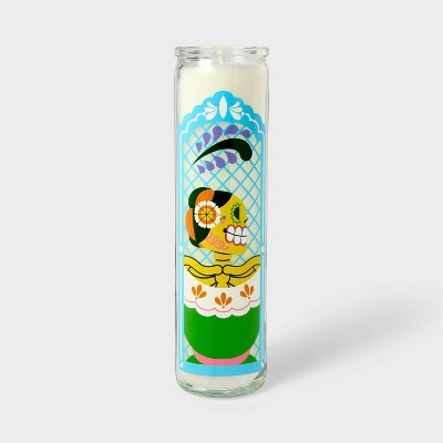 2.17"x7.9" Glass Unscented Girl Dia de Muertos 18.8oz Jar Candle