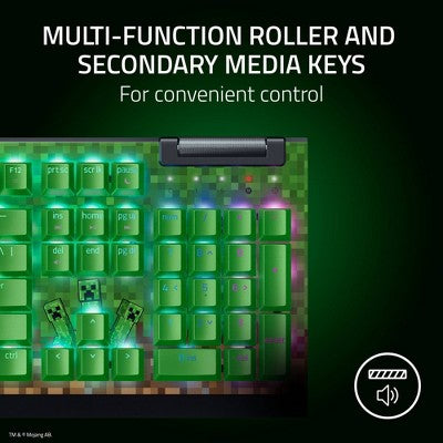 Razer BlackWidowV4 X Gaming Keyboard Green Switch - Minecraft Edition: No Wireless Tech