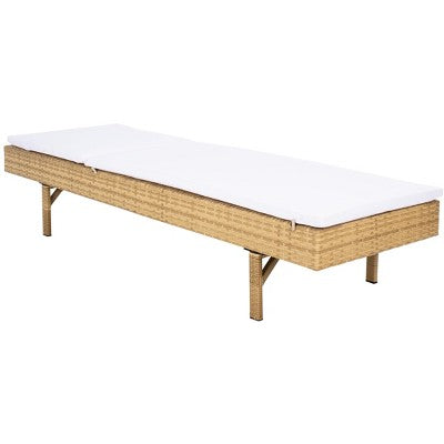 Cam Sunlounger W/ Cushion - Outdoor - PAT7501 - Natural/White - Safavieh (LOCAL PICKUP ONLY)