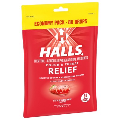 Halls Cough & Throat Relief - Strawberry - 80ct