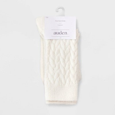 Women's Braided Texture Super Soft Crew Boot Socks - Auden Ivory 4-10