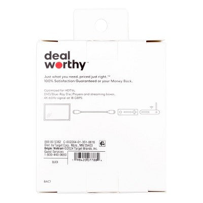 HDMI High Speed Cable with Ethernet 6' Cable - dealworthy Black