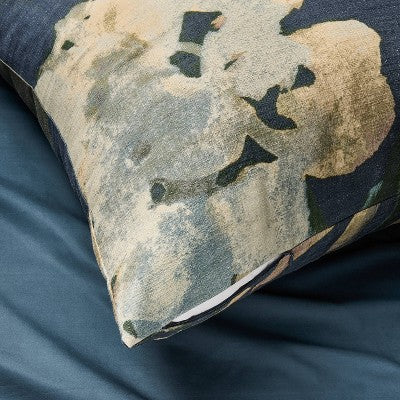King Euro Heavyweight Linen Blend Throw Decorative Pillow Navy Floral Print- Casaluna (LOCAL PICKUP ONLY)