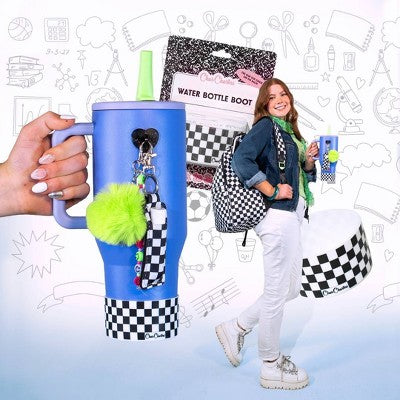 CharCharms Check Water Bottle Boot White/Black