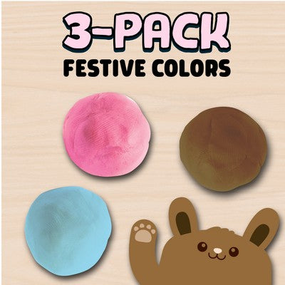 Chuckle & Roar Whoa Dough Easter Bunny Basket Stuffer Blue Brown and Pink Air-Dry Modeling Dough, Non-Toxic Sensory Craft Toy for Kids Ages 3+