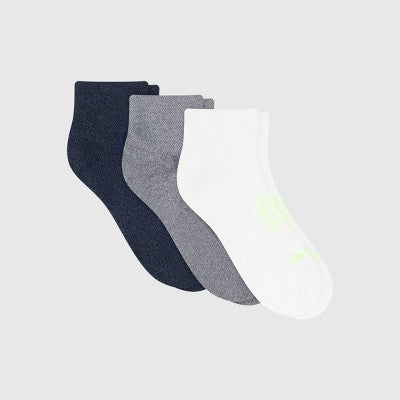 Hanes Men's Absolute Run Ankle Socks 3pk - Black/White/Gray 6-12