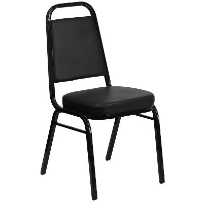 Flash Furniture HERCULES Series Trapezoidal Back Stacking Banquet Chair in Black Vinyl - Black Frame (LOCAL PICKUP ONLY)