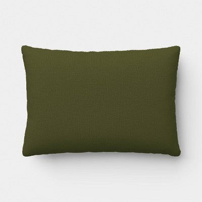 14"x20" Solid Textural Woven Lumbar Pillow Dark Green - Threshold