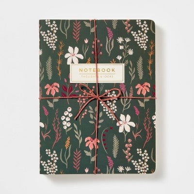 3pk Ruled Journals Floral - Threshold: Soft Cover, Sewn Binding, 6x8 Inches, 120 Pages, Lined Paper, Multicolored