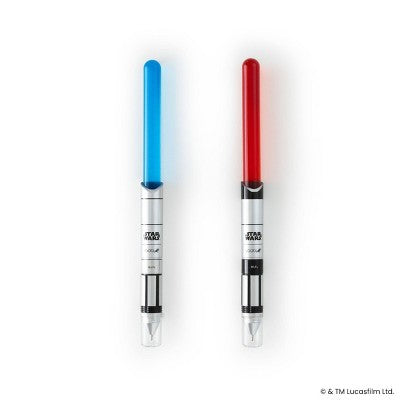 Yoobi Star Wars 2pk Light Up Ballpoint Pens, 1.0mm Black Ink - Blue/Red Lightsaber, School Supplies