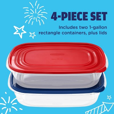 Rubbermaid 2pc TakeAlongs 1.0G/3.7L Rectangle Summer Food Storage Containers - Red/Blue Large