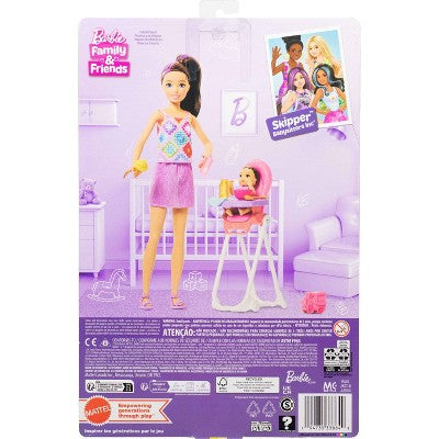Barbie Skipper Babysitters Inc. Playset with Skipper Doll, Toddler Doll, High Chair & 8 Accessories