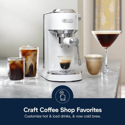 DeLonghi Dedica Duo Espresso and Cold Brew Machine with Milk Frother for Hot & Iced Coffee, Cappuccinos, Lattes & More Vanilla