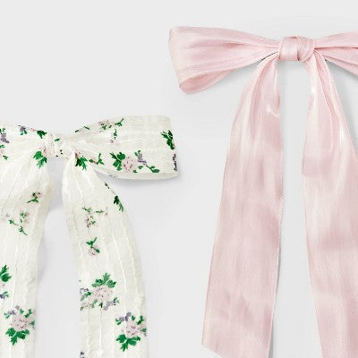 Floral Bow Barrette 2 Pack - Wild Fable Pink