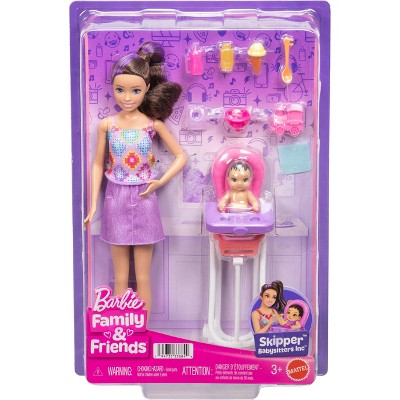 Barbie Skipper Babysitters Inc. Playset with Skipper Doll, Toddler Doll, High Chair & 8 Accessories