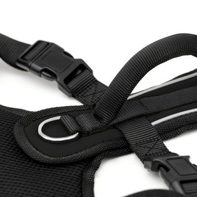 PetSafe EasySport Adjustable Dog Harness - M - Black: Nylon, Comfort-Grip, Reflective
