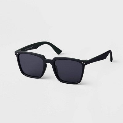 Men's Two-Tone Angular Surf Sunglasses - Goodfellow & Co Black: UV Protection, Recycled Plastic Frame