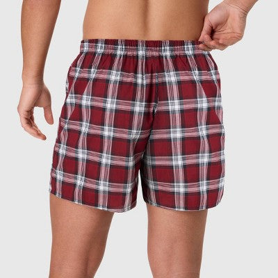 Hanes Premium Men's Stretch Woven Boxer 4pk Boxer Shorts - Red/Black/Gray L