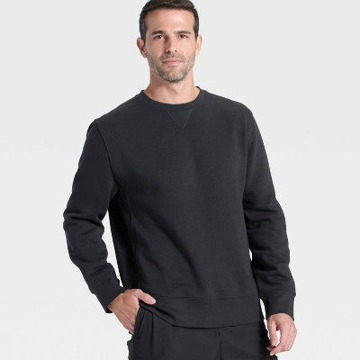 Men's Active Comfort Fleece Crewneck Sweatshirt - Black L
