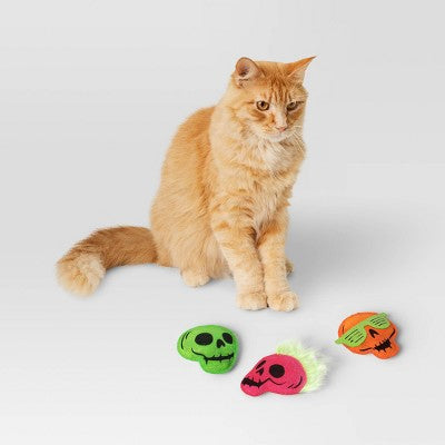 Halloween Multipack Retro Skull Plush Cat Toy Set - 3pc - Hyde and EEK! Boutique