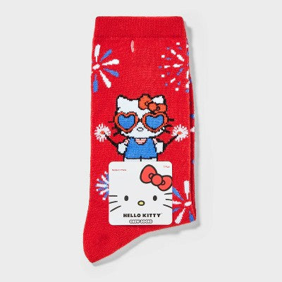 Women's Hello Kitty Americana Crew Socks - Red 4-10