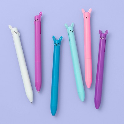 6ct Character Cat Pen Set - More Than Magic: Cute & Fun Kids Ballpoint Pens, 1.0mm, Pink, Blue, Purple Ink