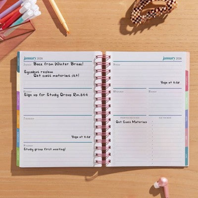 Erin Condren July 2025 - June 2026 Academic Planner A5 Colorblock Circles Coral