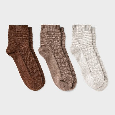 Women's Textured Stitch 3pk Ankle Socks - Universal Thread 4-10