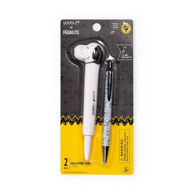 Yoobi 2pk Peanuts Novelty Ballpoint Pen Snoopy