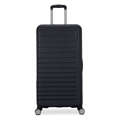 American Tourister Trunk Hardside Spinner Suitcase - Black: Wheeled Check Luggage