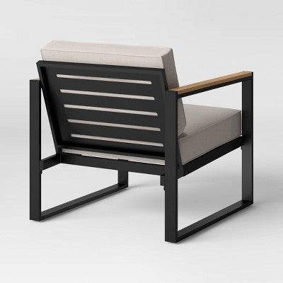 2pc Henning Outdoor Patio Chairs, Club Chairs Black - Threshold (LOCAL PICKUP ONLY)