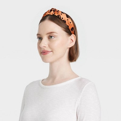 Halloween Pumpkin Star Top Knot Headband - Orange