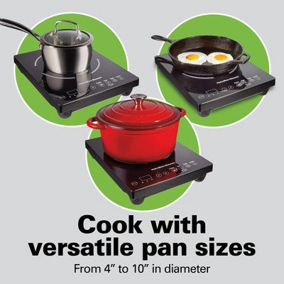 Hamilton Beach Induction Cooktop - Black: 1800W Electric Ceramic Smooth Top, 7 Settings, Countertop, 1 Burner