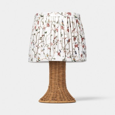 Mini Rattan and Pleated Lamp Shade Table Lamp Brown - Threshold