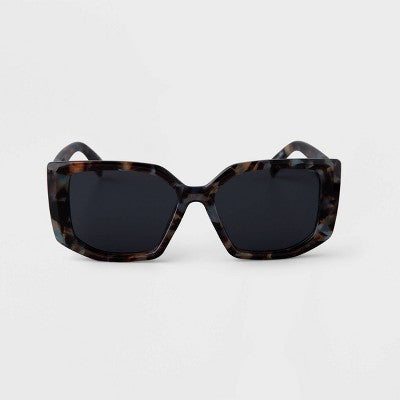 Women's Tortoise Shell Print Angular Square Sunglasses - A New Day Blue
