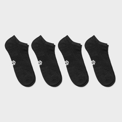Women's Cushioned Active Practice 4pk No Show Socks - All In Motion Black 4-10: Recycled Polyester, Arch Support