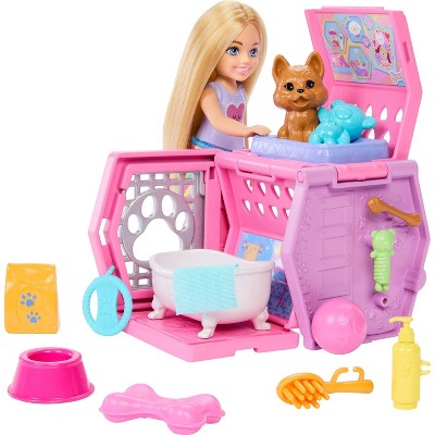 Barbie Chelsea Puppy Playset 3" Doll and Dog Carrier with Accessories
