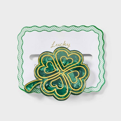 St Patrick's Day Four Leaf Clover Claw Clip - Green