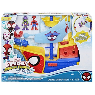 Marvel Spidey and his Amazing Friends Water-Webs Webs Ahoy Bubble Pirate Ship Toy, Christmas Gifts for Kids