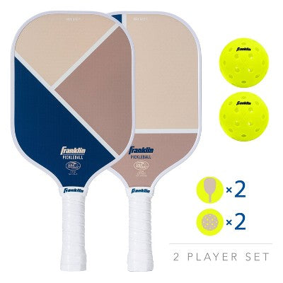 Franklin Sports 2 Player Poly Paddle with Ball Set - Blue/Tan: Pickleball Equipment
