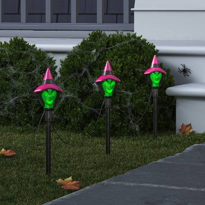 4ct LED Animated Talking Witch Novelty Stake Lights with Warm White LEDs - Hyde and EEK! Boutique