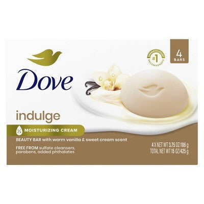Dove Beauty Bar Soap - Warm Vanilla and Sweet Cream - 3.75oz/4pk: Paraben-Free, Sulfate-Free, Vegan, Moisturizing