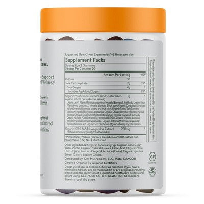 Om Mushrooms Master Blend + Ashwagandha Vegan Gummies - 40ct